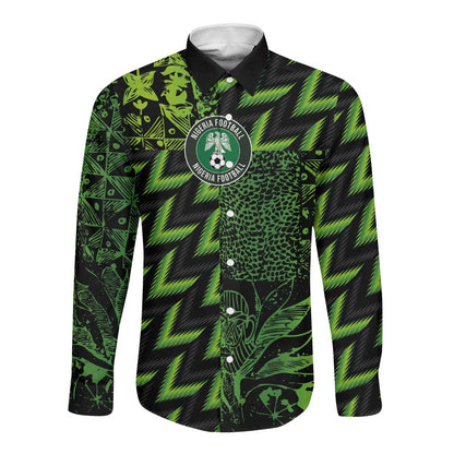 Nigeria Football Custom Long Sleeve Button Shirt Champions-Super Eagles - African Pride