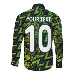 Nigeria Football Custom Long Sleeve Button Shirt Champions-Super Eagles - African Pride