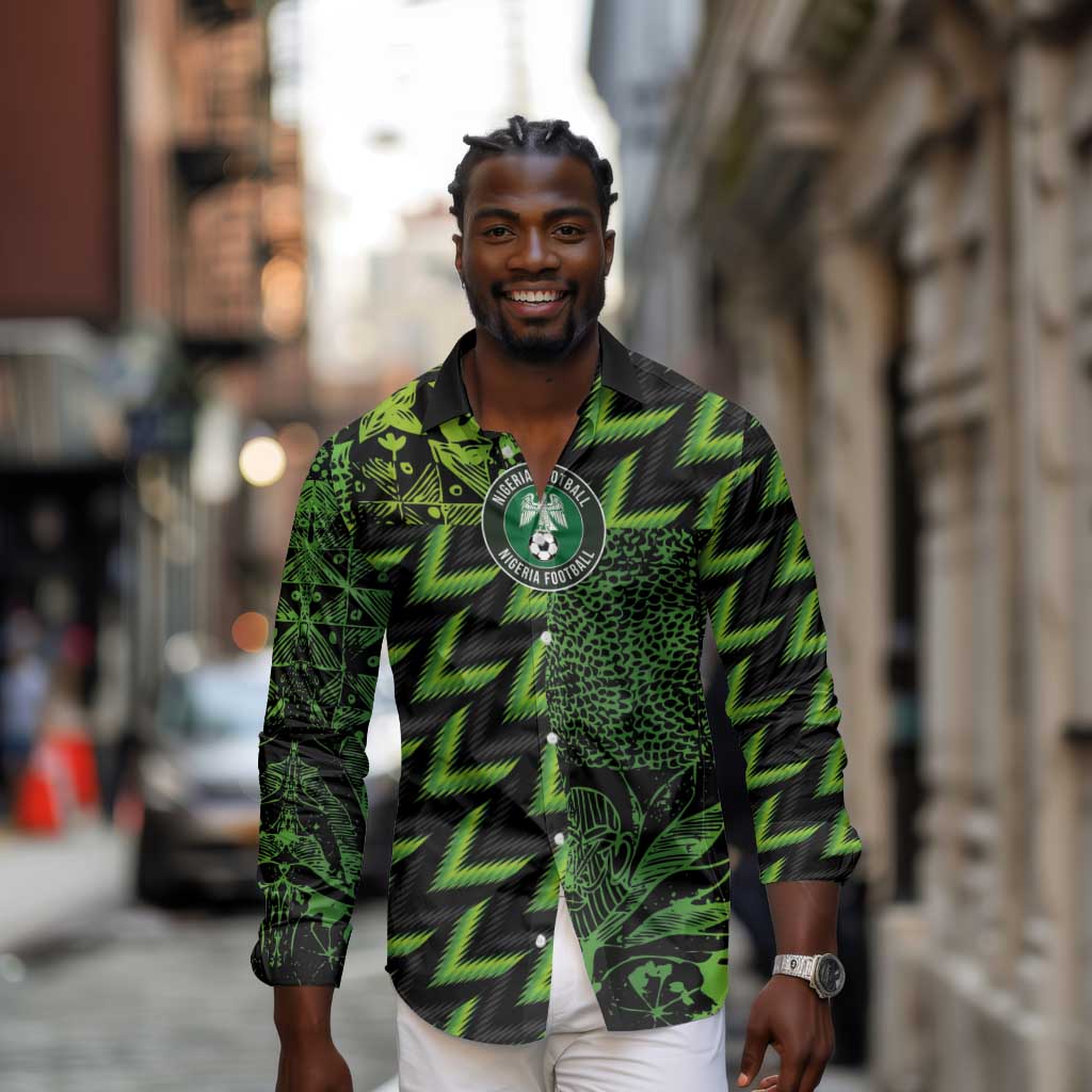 Nigeria Football Custom Long Sleeve Button Shirt Champions-Super Eagles - African Pride