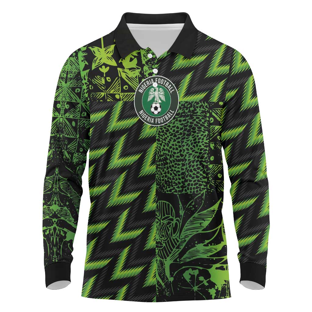 Nigeria Football Custom Long Sleeve Polo Shirt Champions-Super Eagles - African Pride