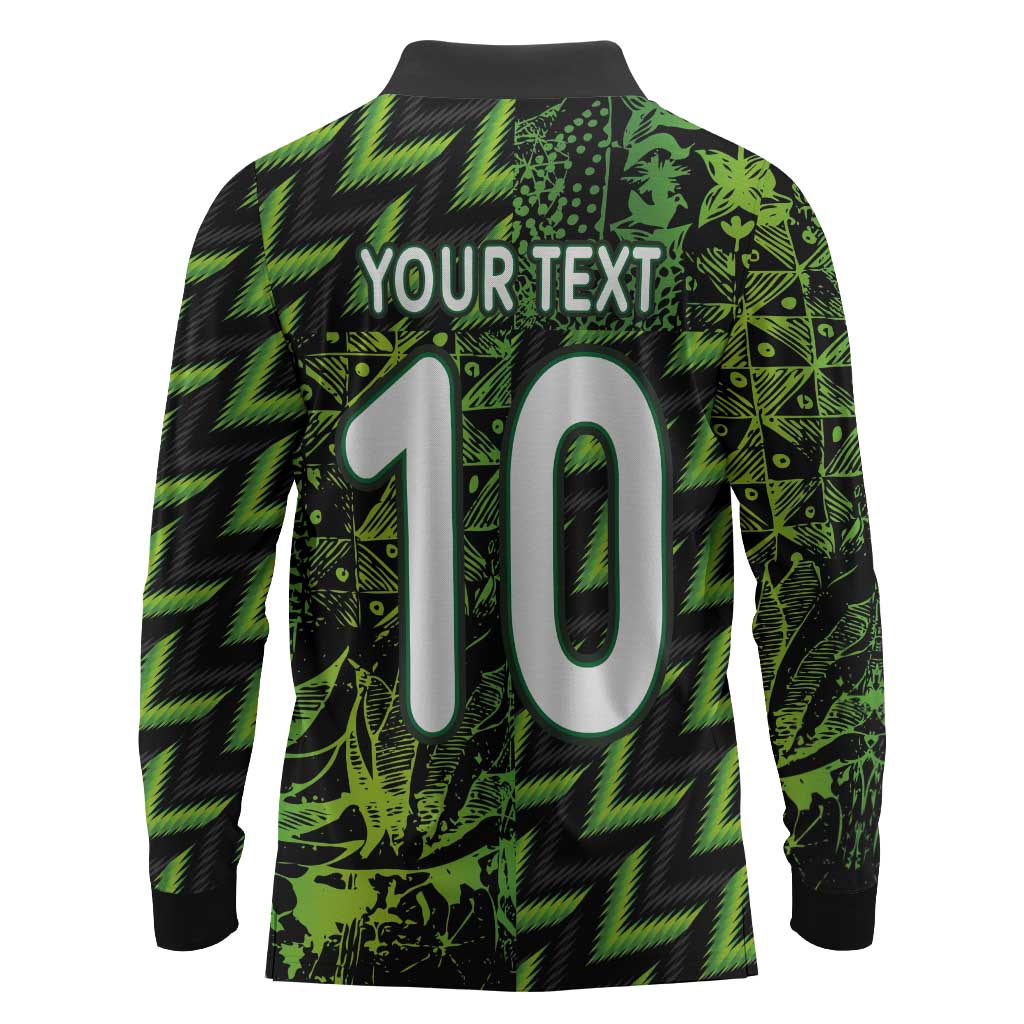 Nigeria Football Custom Long Sleeve Polo Shirt Champions-Super Eagles - African Pride