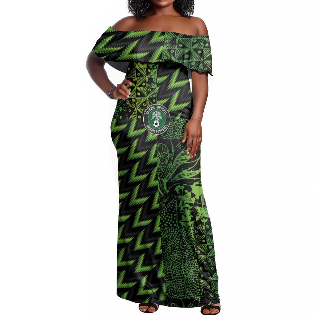 Nigeria Football Custom Off Shoulder Maxi Dress Champions-Super Eagles - African Pride