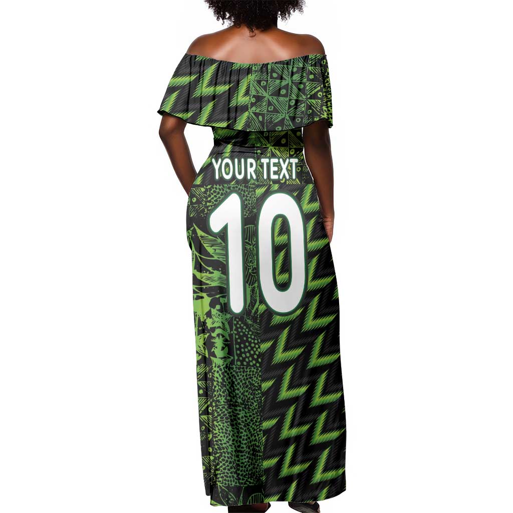 Nigeria Football Custom Off Shoulder Maxi Dress Champions-Super Eagles - African Pride