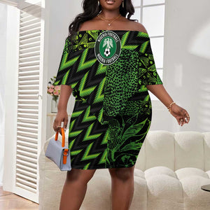 Nigeria Football Custom Off Shoulder Short Dress Champions-Super Eagles - African Pride
