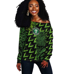 Nigeria Football Custom Off Shoulder Sweater Champions-Super Eagles - African Pride