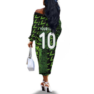 Nigeria Football Custom Off The Shoulder Long Sleeve Dress Champions-Super Eagles - African Pride