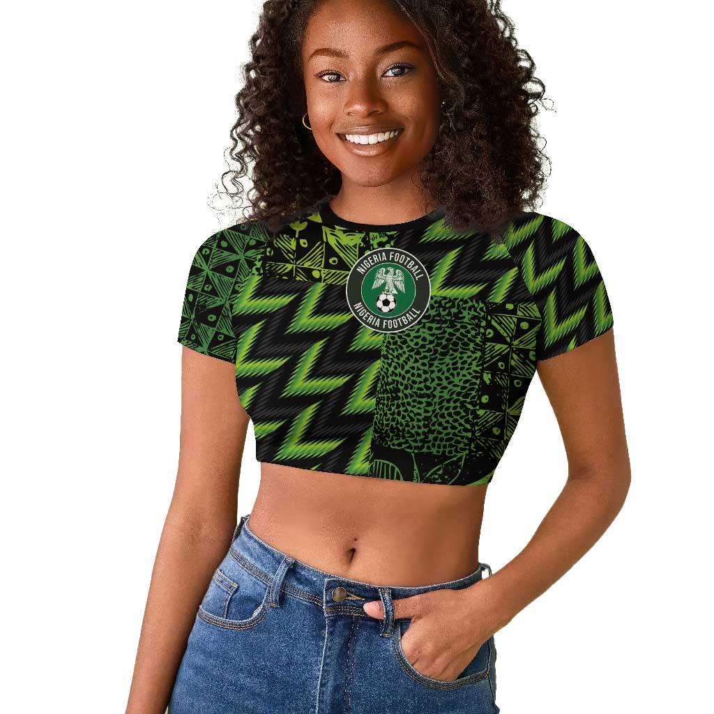 Nigeria Football Custom Raglan Cropped T shirt Champions-Super Eagles - African Pride