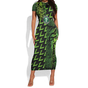 Nigeria Football Custom Short Sleeve Bodycon Dress Champions-Super Eagles - African Pride