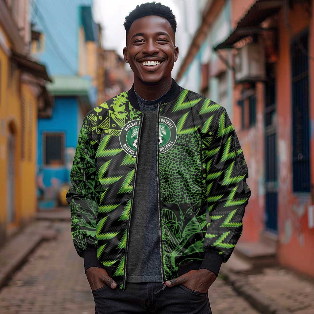Nigeria Football Custom Sleeve Zip Bomber Jacket Champions-Super Eagles - African Pride
