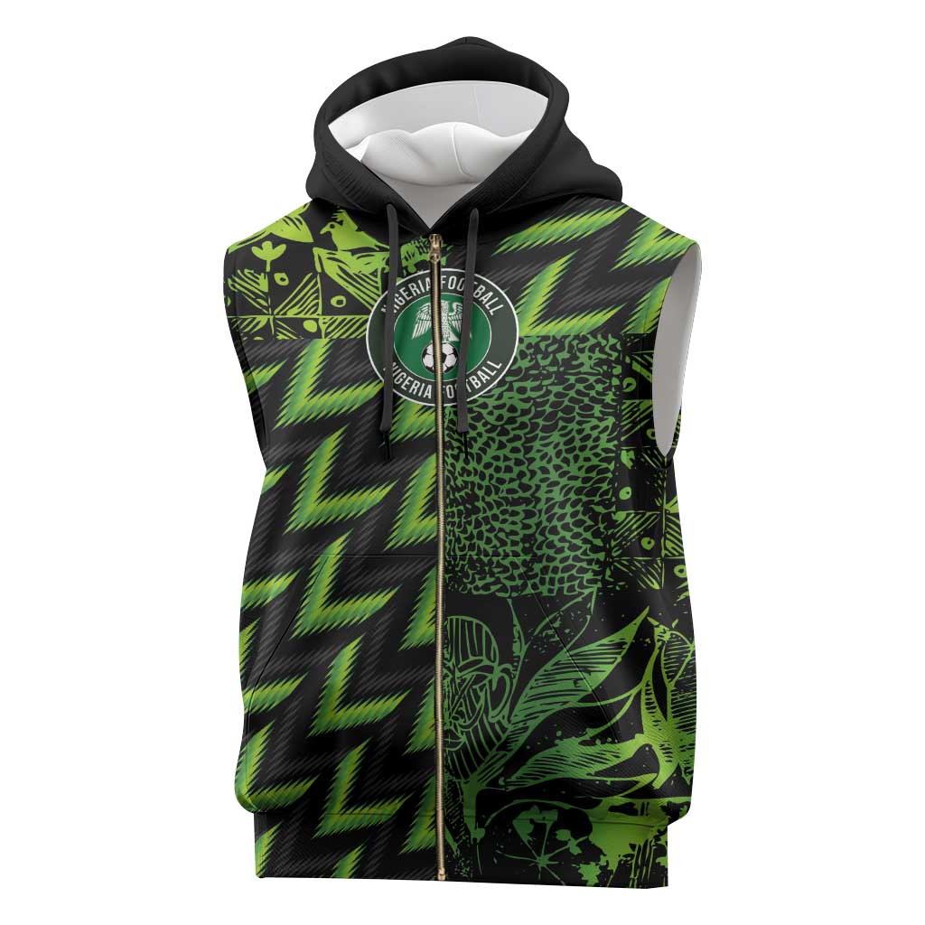 Nigeria Football Custom Sleeveless Zip Hoodie Champions-Super Eagles - African Pride