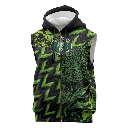 Nigeria Football Custom Sleeveless Zip Hoodie Champions-Super Eagles - African Pride