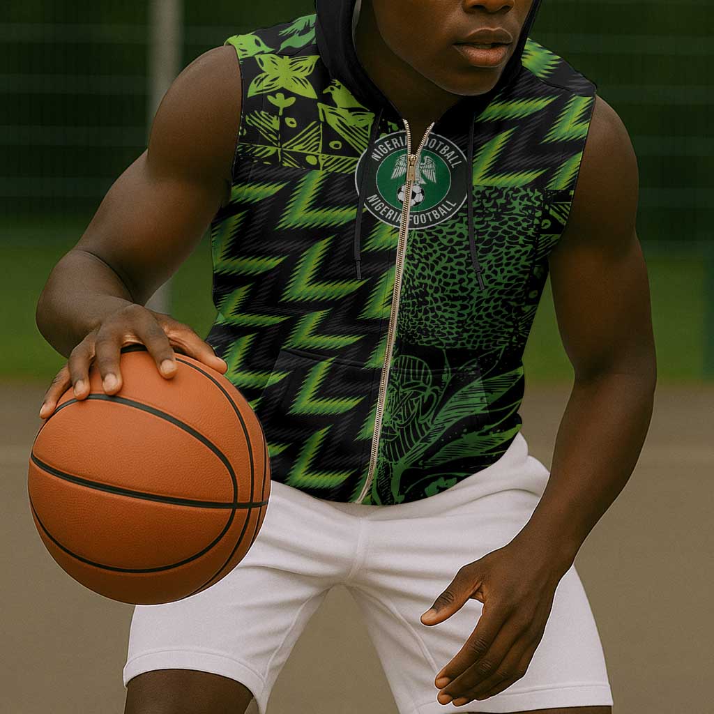 Nigeria Football Custom Sleeveless Zip Hoodie Champions-Super Eagles - African Pride
