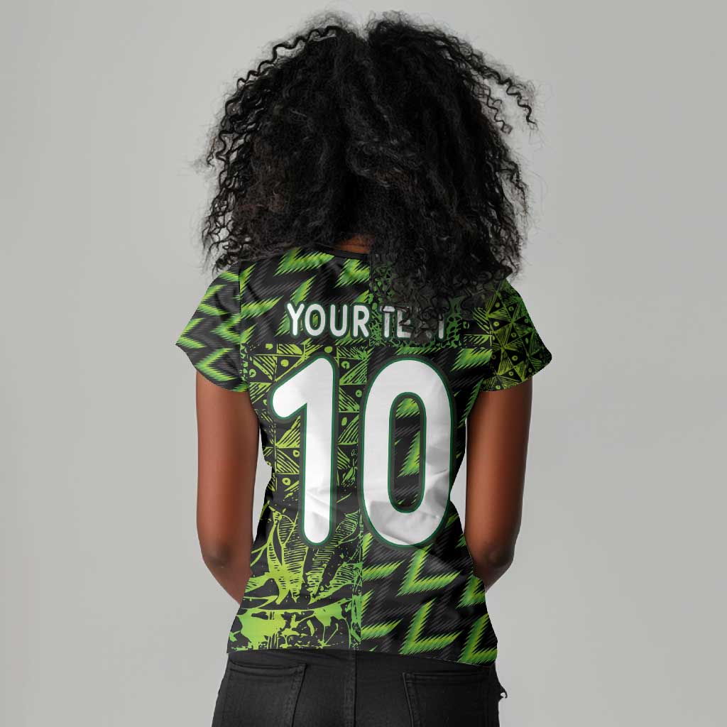 Nigeria Football Custom Women V-Neck T-Shirt Champions-Super Eagles - African Pride