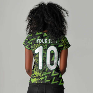 Nigeria Football Custom Women V-Neck T-Shirt Champions-Super Eagles - African Pride