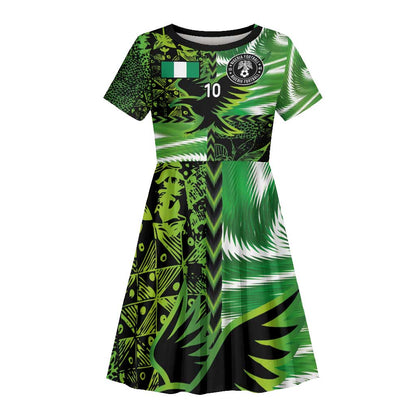 Nigeria Football Custom Kid Short Sleeve Dress Super Eagles-Africa Spirit - African Pride