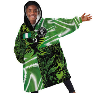 Nigeria Football Custom Kid Wearable Blanket Hoodie Super Eagles-Africa Spirit - African Pride
