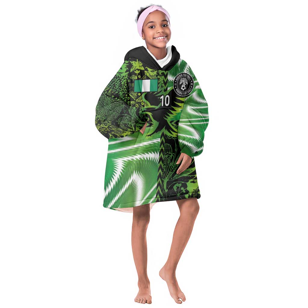 Nigeria Football Custom Kid Wearable Blanket Hoodie Super Eagles-Africa Spirit - African Pride