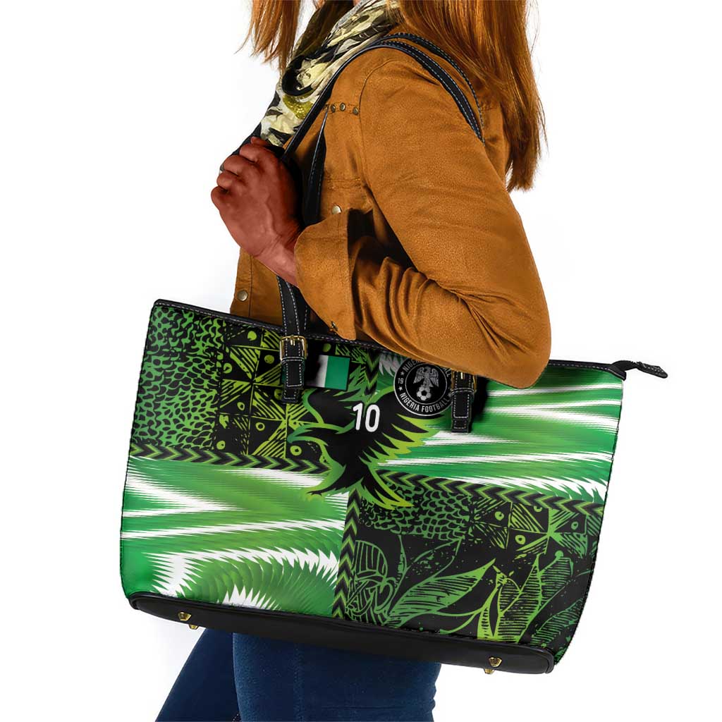 Nigeria Football Custom Leather Tote Bag Super Eagles-Africa Spirit - African Pride