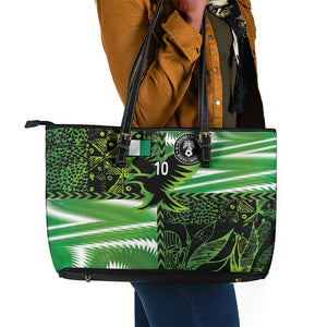 Nigeria Football Custom Leather Tote Bag Super Eagles-Africa Spirit - African Pride