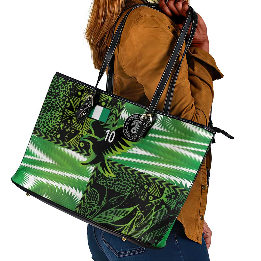 Nigeria Football Custom Leather Tote Bag Super Eagles-Africa Spirit - African Pride
