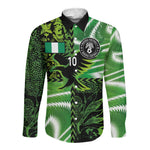 Nigeria Football Custom Long Sleeve Button Shirt Super Eagles-Africa Spirit - African Pride
