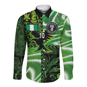 Nigeria Football Custom Long Sleeve Button Shirt Super Eagles-Africa Spirit - African Pride