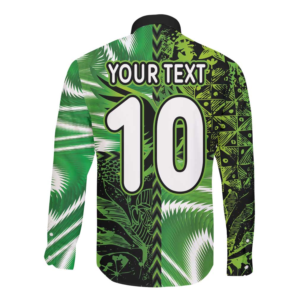 Nigeria Football Custom Long Sleeve Button Shirt Super Eagles-Africa Spirit - African Pride