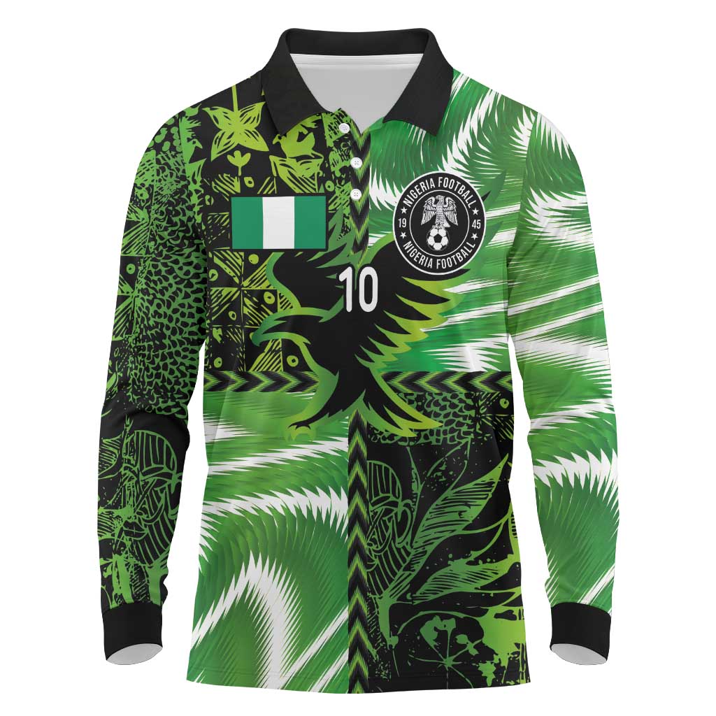 Nigeria Football Custom Long Sleeve Polo Shirt Super Eagles-Africa Spirit - African Pride