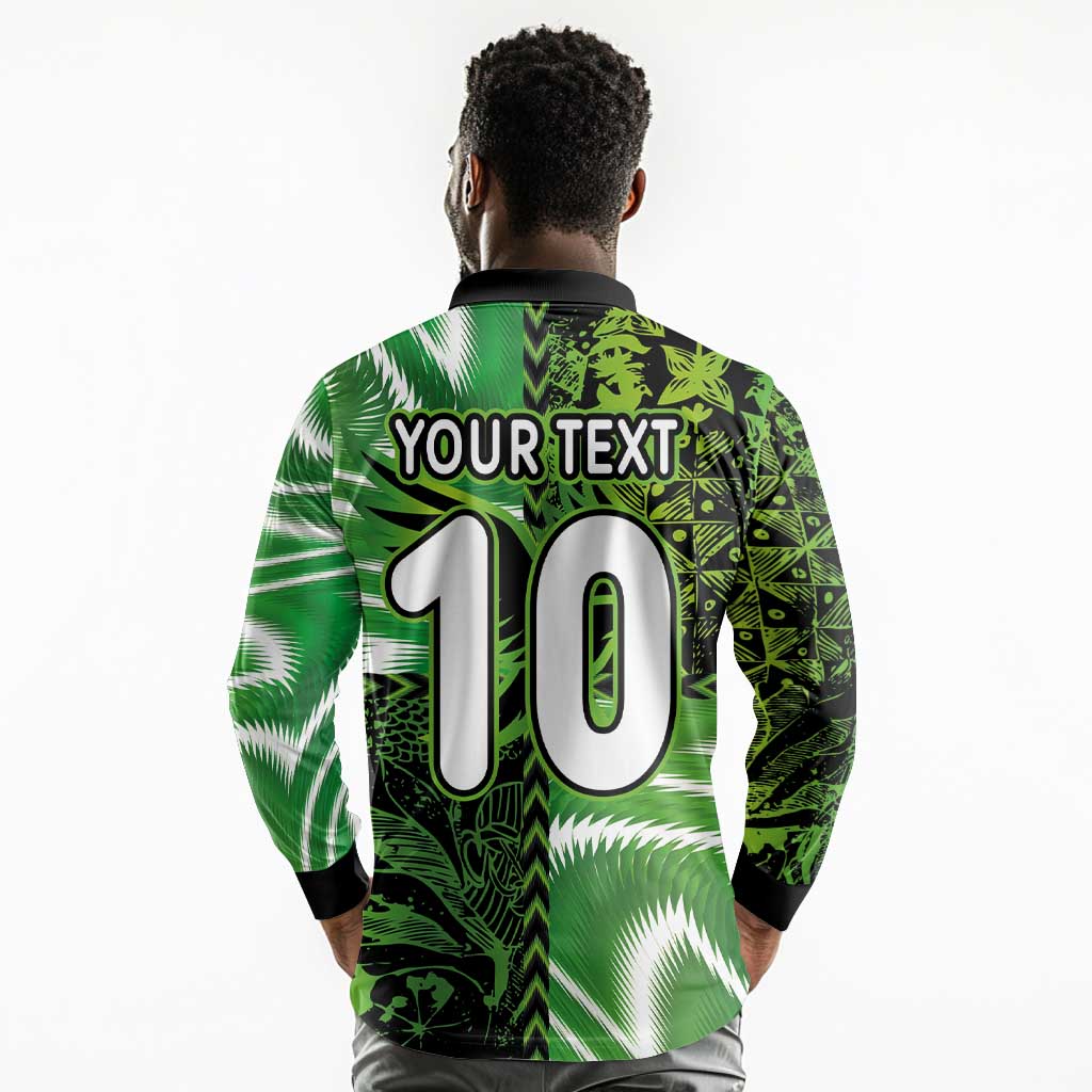 Nigeria Football Custom Long Sleeve Polo Shirt Super Eagles-Africa Spirit - African Pride