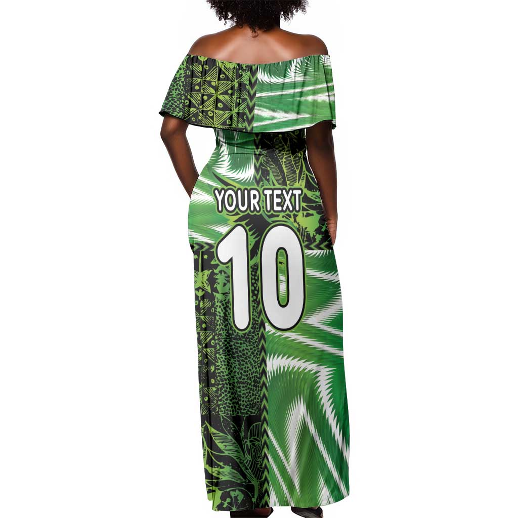 Nigeria Football Custom Off Shoulder Maxi Dress Super Eagles-Africa Spirit - African Pride