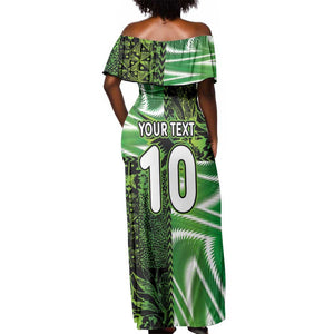Nigeria Football Custom Off Shoulder Maxi Dress Super Eagles-Africa Spirit - African Pride