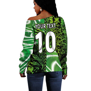 Nigeria Football Custom Off Shoulder Sweater Super Eagles-Africa Spirit - African Pride