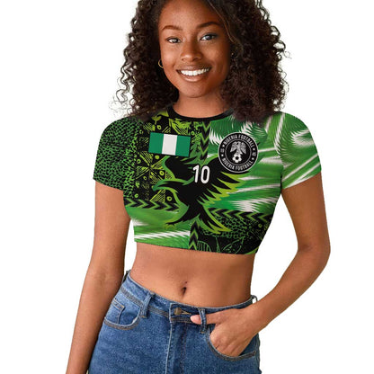 Nigeria Football Custom Raglan Cropped T shirt Super Eagles-Africa Spirit - African Pride