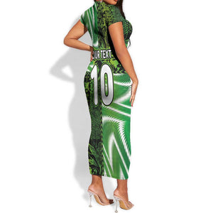 Nigeria Football Custom Short Sleeve Bodycon Dress Super Eagles-Africa Spirit - African Pride