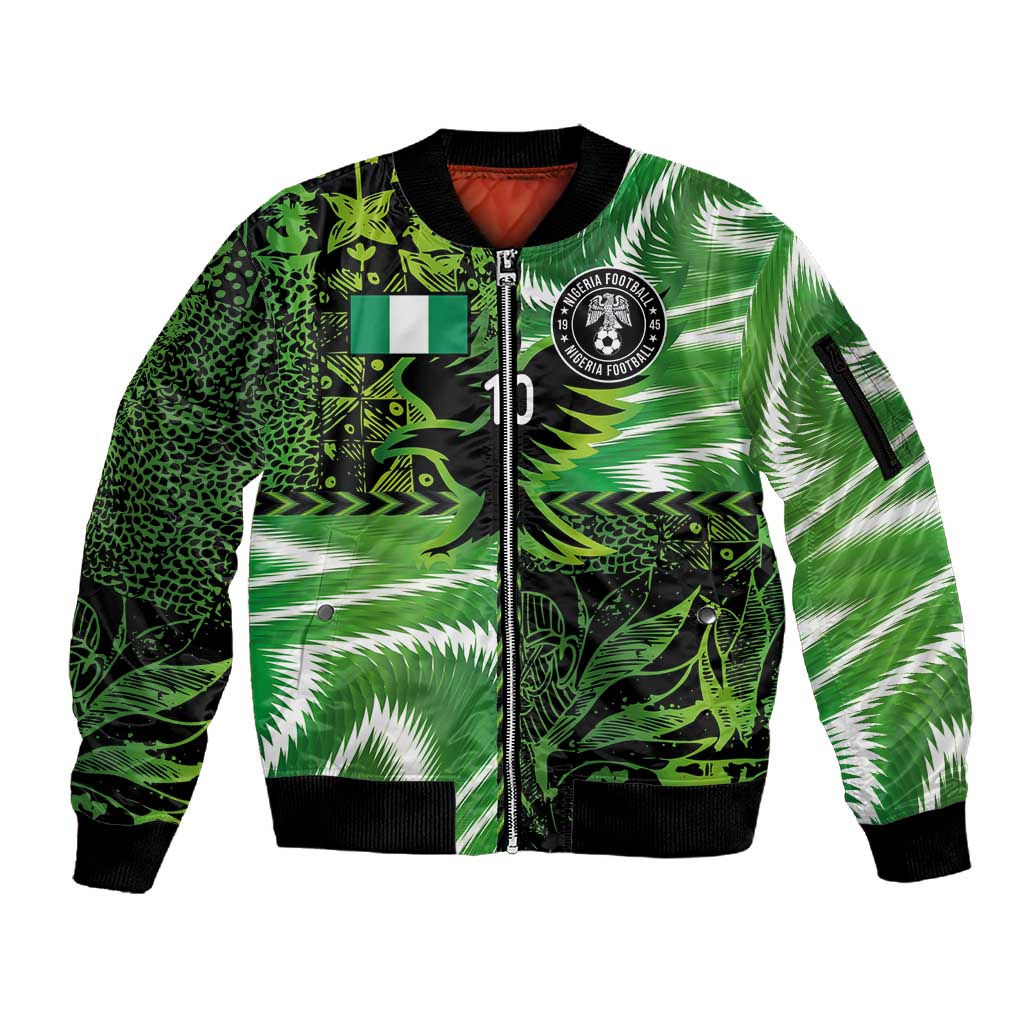 Nigeria Football Custom Sleeve Zip Bomber Jacket Super Eagles-Africa Spirit - African Pride
