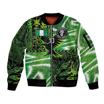 Nigeria Football Custom Sleeve Zip Bomber Jacket Super Eagles-Africa Spirit - African Pride