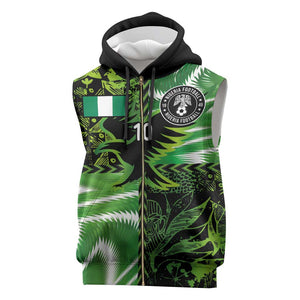 Nigeria Football Custom Sleeveless Zip Hoodie Super Eagles-Africa Spirit - African Pride