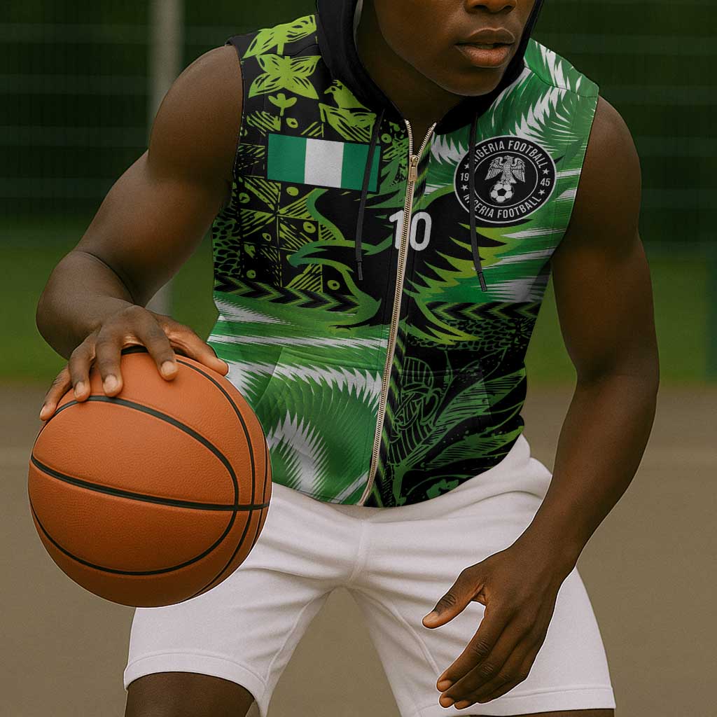 Nigeria Football Custom Sleeveless Zip Hoodie Super Eagles-Africa Spirit - African Pride