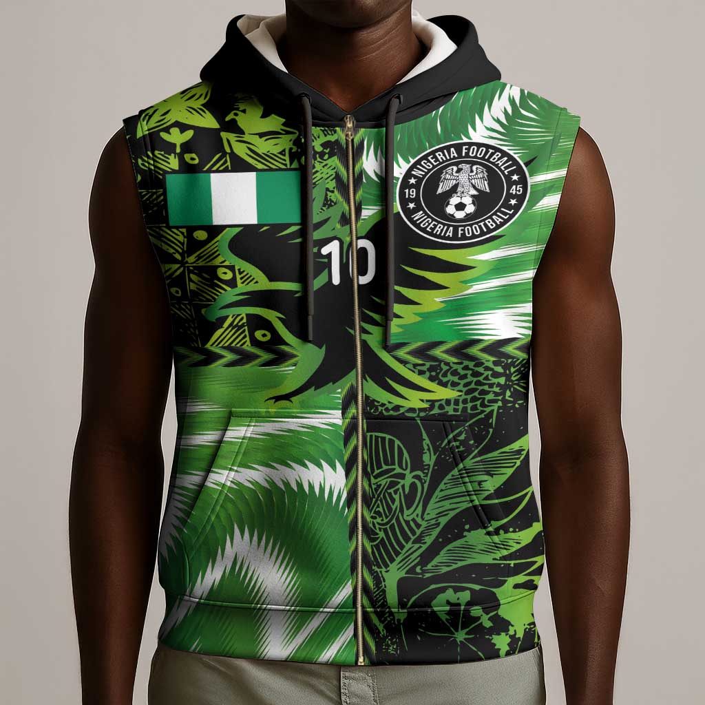 Nigeria Football Custom Sleeveless Zip Hoodie Super Eagles-Africa Spirit - African Pride