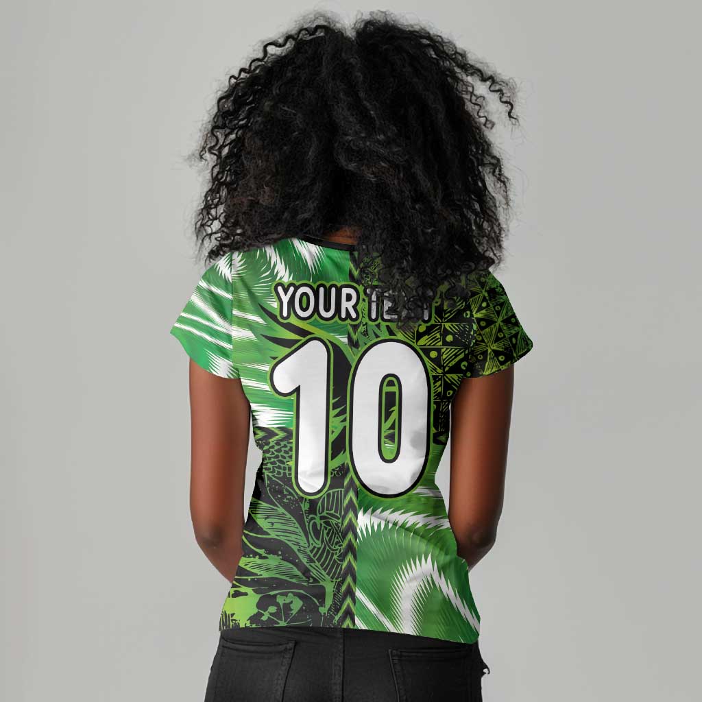Nigeria Football Custom Women V-Neck T-Shirt Super Eagles-Africa Spirit - African Pride