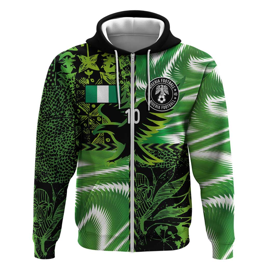 Nigeria Football Custom Zip Hoodie Super Eagles-Africa Spirit - African Pride