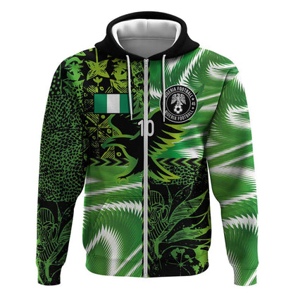 Nigeria Football Custom Zip Hoodie Super Eagles-Africa Spirit - African Pride