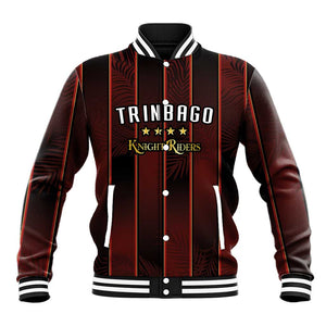Custom Afro-Trinbago Cricket Knight Riders Baseball Jacket Palm Leaves Stripes Style - African Pride