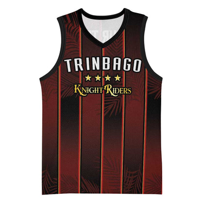 Custom Afro-Trinbago Cricket Knight Riders Basketball Jersey Palm Leaves Stripes Style - African Pride