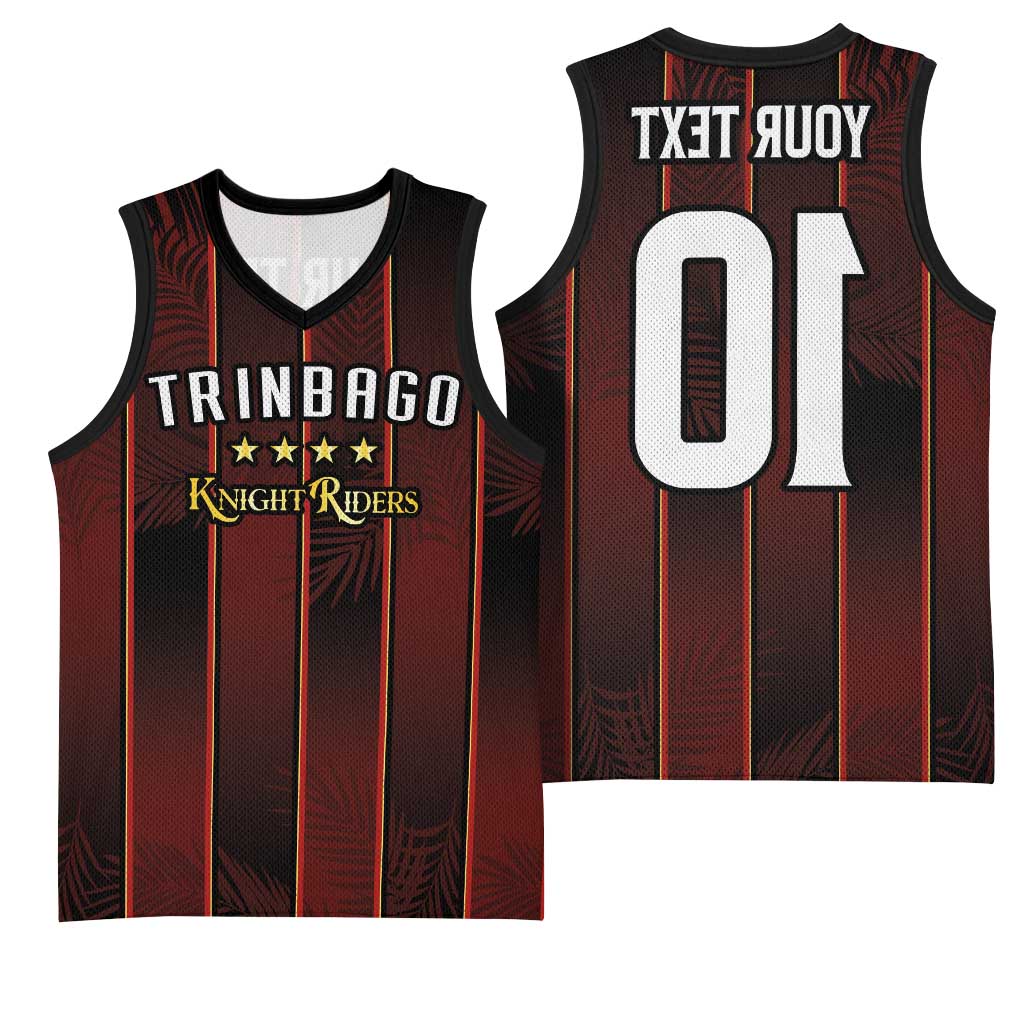 Custom Afro-Trinbago Cricket Knight Riders Basketball Jersey Palm Leaves Stripes Style - African Pride