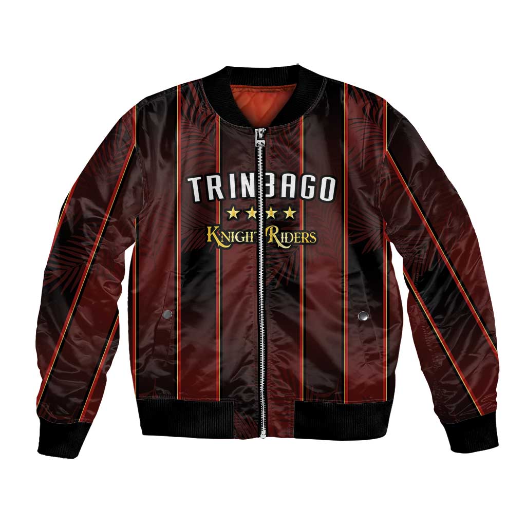 Custom Afro-Trinbago Cricket Knight Riders Bomber Jacket Palm Leaves Stripes Style - African Pride