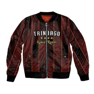 Custom Afro-Trinbago Cricket Knight Riders Bomber Jacket Palm Leaves Stripes Style - African Pride