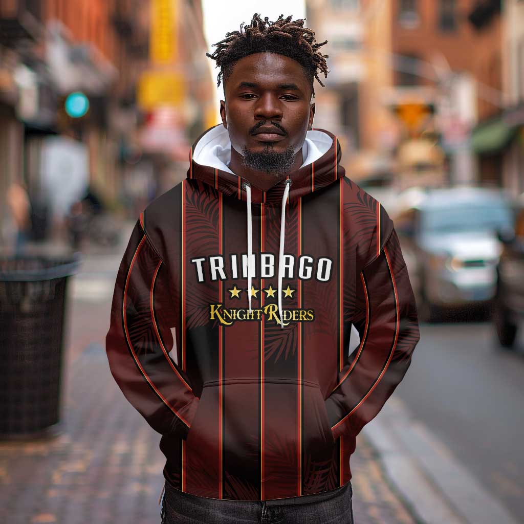 Custom Afro-Trinbago Cricket Knight Riders Hoodie Palm Leaves Stripes Style - African Pride