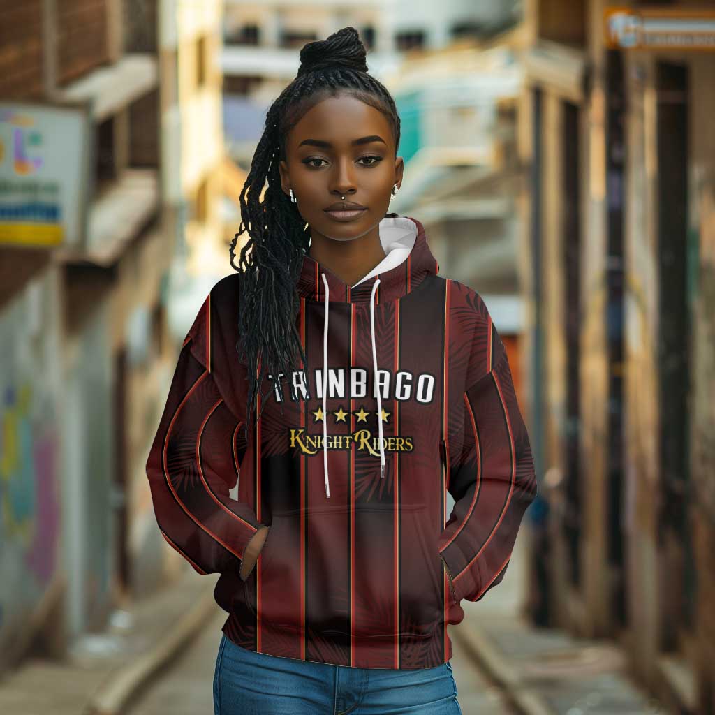 Custom Afro-Trinbago Cricket Knight Riders Hoodie Palm Leaves Stripes Style - African Pride