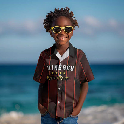 Custom Afro-Trinbago Cricket Knight Riders Kid Hawaiian Shirt Palm Leaves Stripes Style - African Pride